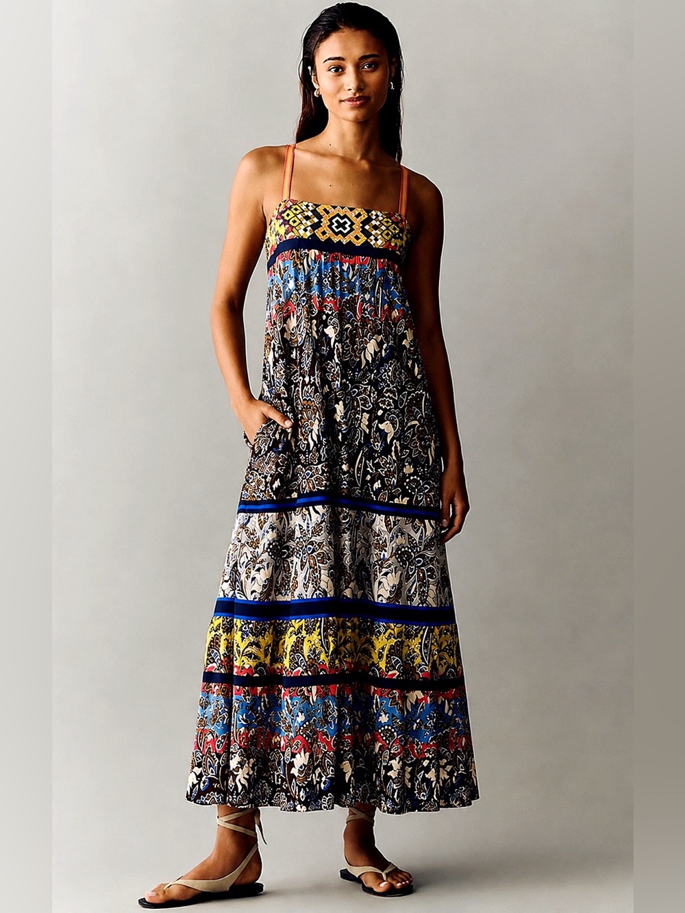Anthropologie One September Boho Embroidered Maxi Dress – Size Medium